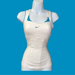 Y2K Nike Fitted Athletic Tank - White/Blue